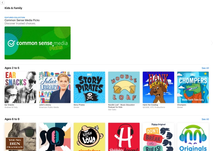 Apple Podcasts voor kinderen