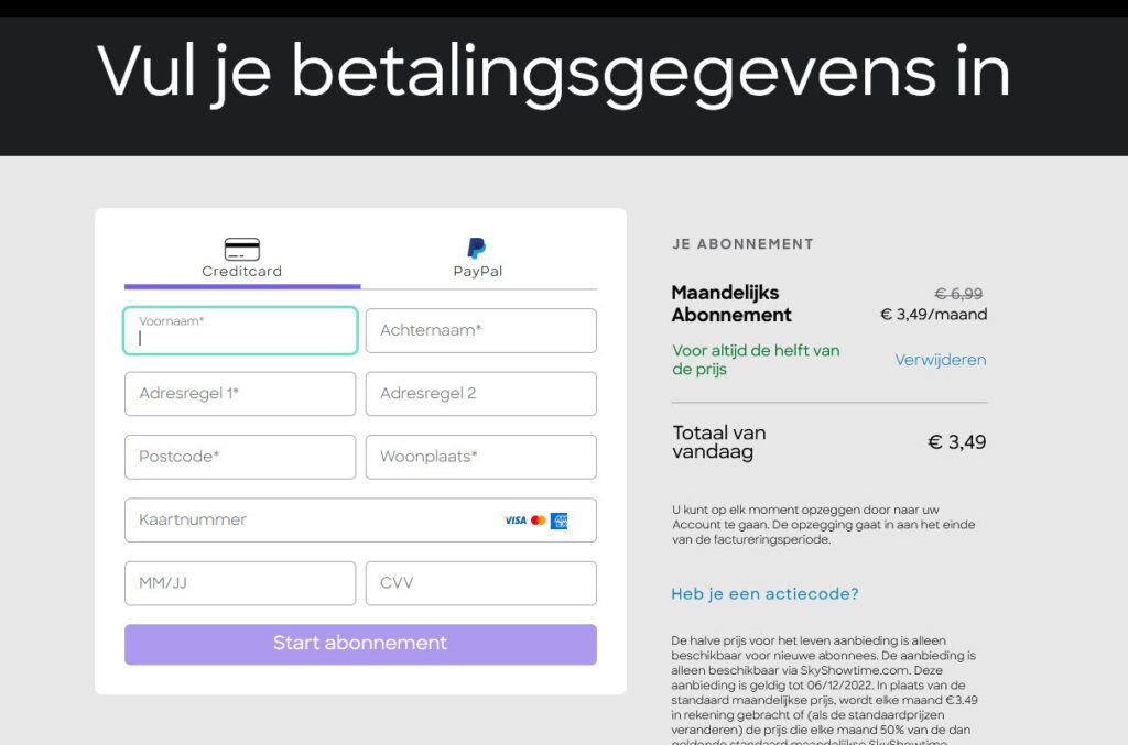 iDEAL SkyShowtime betalingsmethode